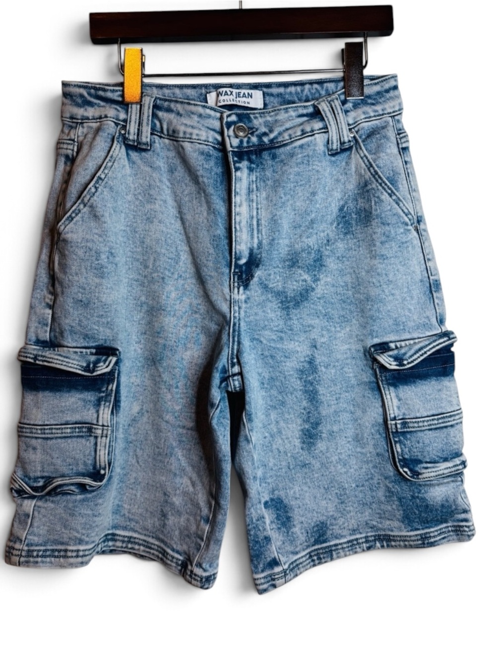 Wax Jean baggy cargo shorts Light Blue Denim size medium